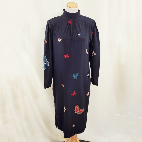 Vintage Hanae Mori black butterfly dress size 10 - Picture 3 of 12